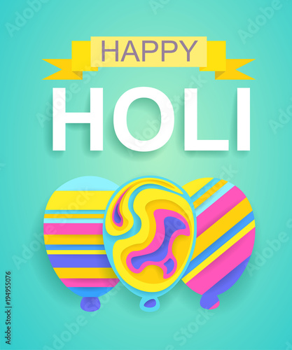 Happy Holi festival poster for promotion. Colorful banner. photo