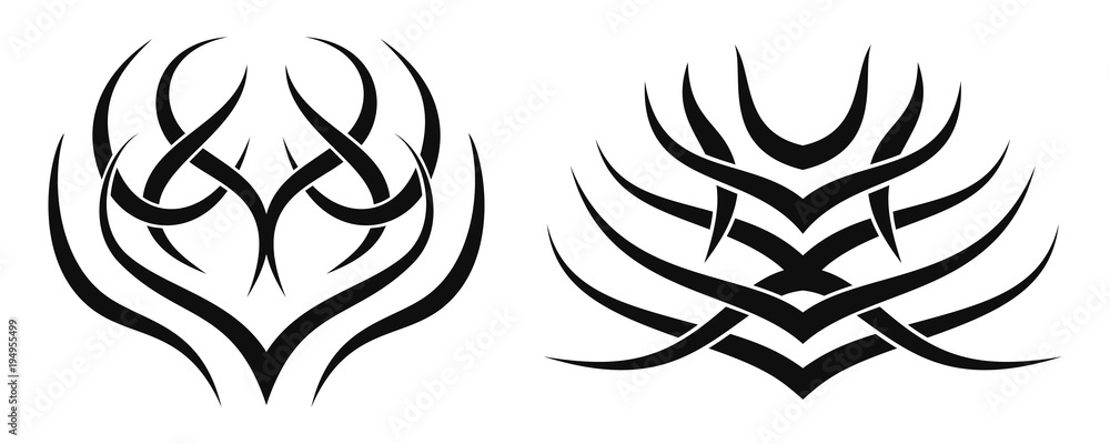 Set of two vector desings. Tattoo tribal patterns. Set of two vector desings. Tattoo tribal patterns.