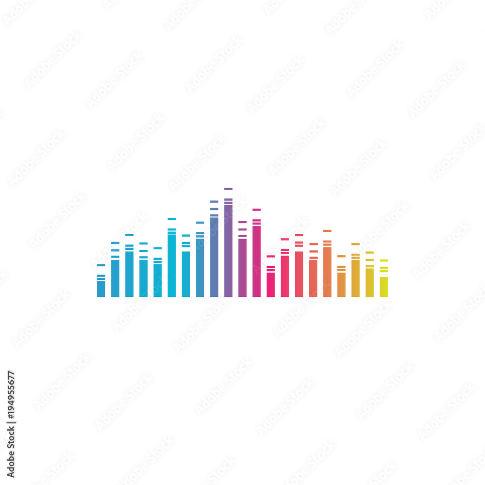 Colorful music bars visualization graphic design template