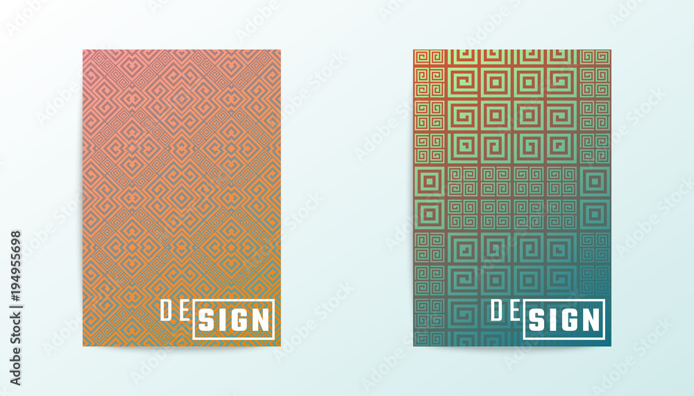 Covers vector design. Gradient meander pattern. Greek ornaments. Covers vector design. Gradient meander pattern. Greek ornaments.