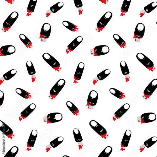 Hand drawn vector illustration of torn off black finger with blood pattern.
Abstract doodle wallpaper.  Finger cut off with exposed bone pattern. cartoon of chopped off finger.