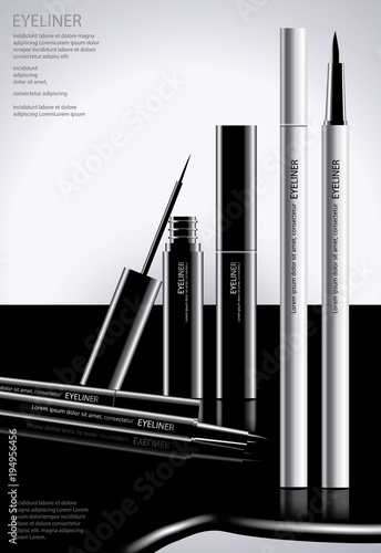 Cosmetic Eyeliner with Packaging Poster Design Vector Illustration