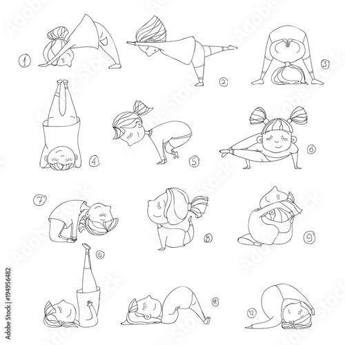 illustration of kids doing yoga