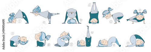illustration of kids doing yoga