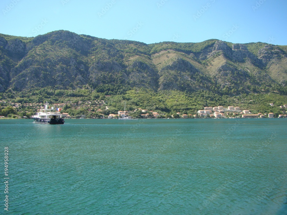 The old town and the Bay of Montenegro. The beauty of the sea and mountains.