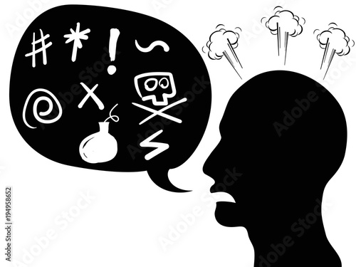 angry person head with speech bubble