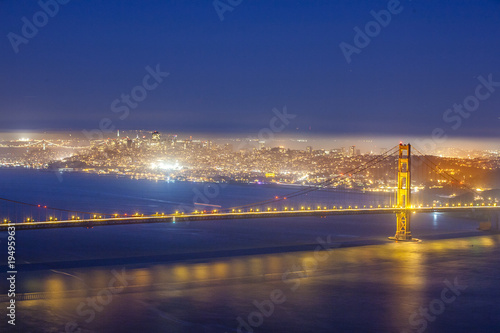 famous San Francisco Golden Gate bridge by night