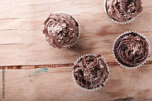chocolate muffins close up