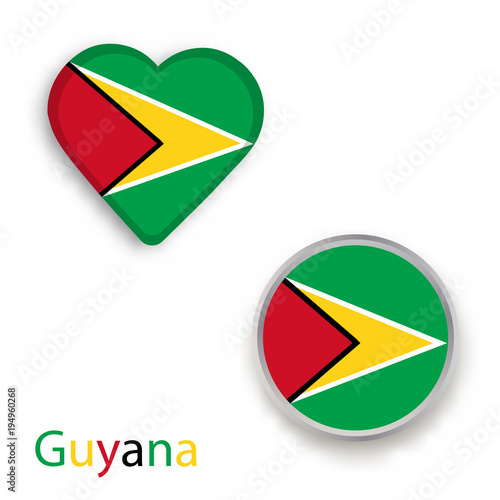 Free Download Heart and circle symbols with flag of Guyana. - GFXLoad