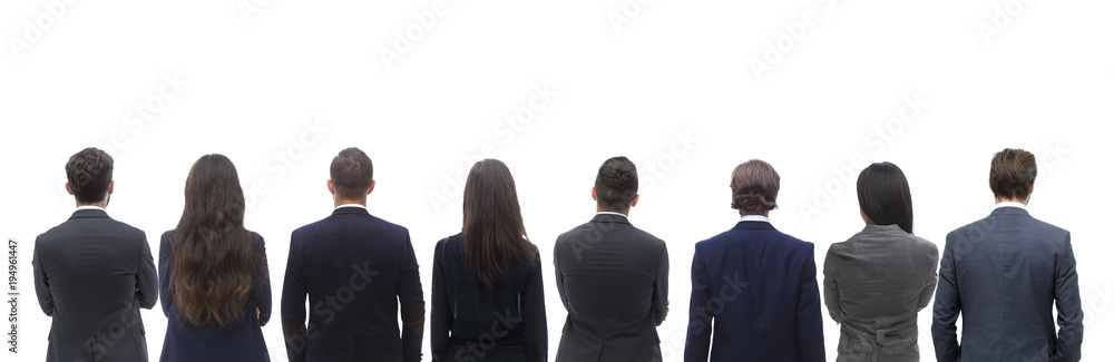 Back view group of business people. Rear view. Isolated over white background. Back view group of business people. Rear view. Isolated over white background.