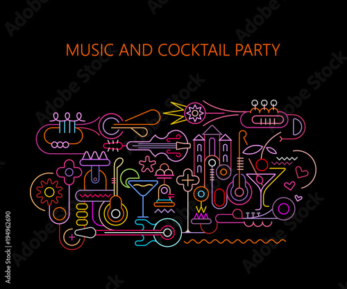 Canvas Print Music and Cocktail Party