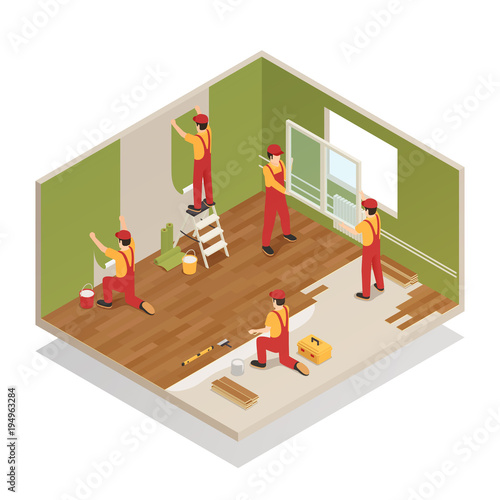 Home Renovation Isometric Composition 