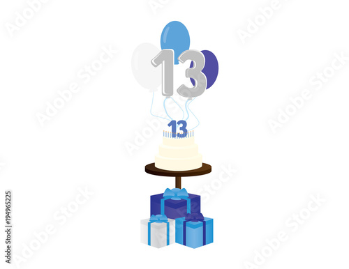 Boy 13th birthday vector illustration. Jewish Bar mitzvah party elements