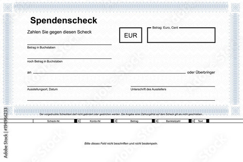Spendenscheck Ornament - blau