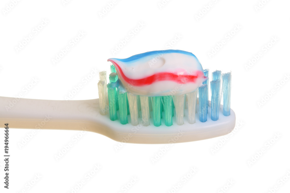 Toothbrush with toothpaste. Isolated on white background Toothbrush with toothpaste. Isolated on white background