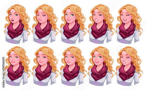 Girl with different expressions
