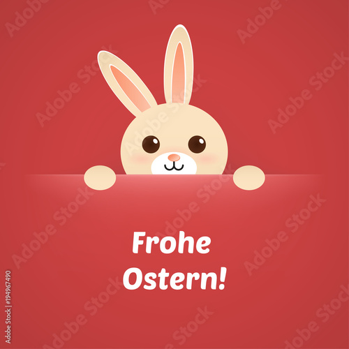 Osterhase mit Schriftzug in rot