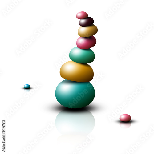 Zen Stones Heap. Pebbles Pile Isolated on White Background. Vector Illustration.