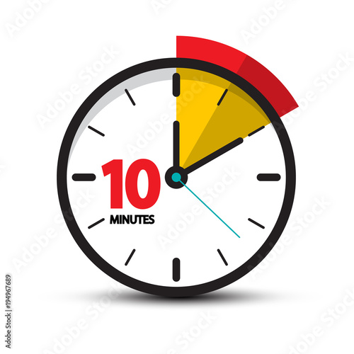 10 Minutes Clock Face. Vector Ten Minute Icon.
