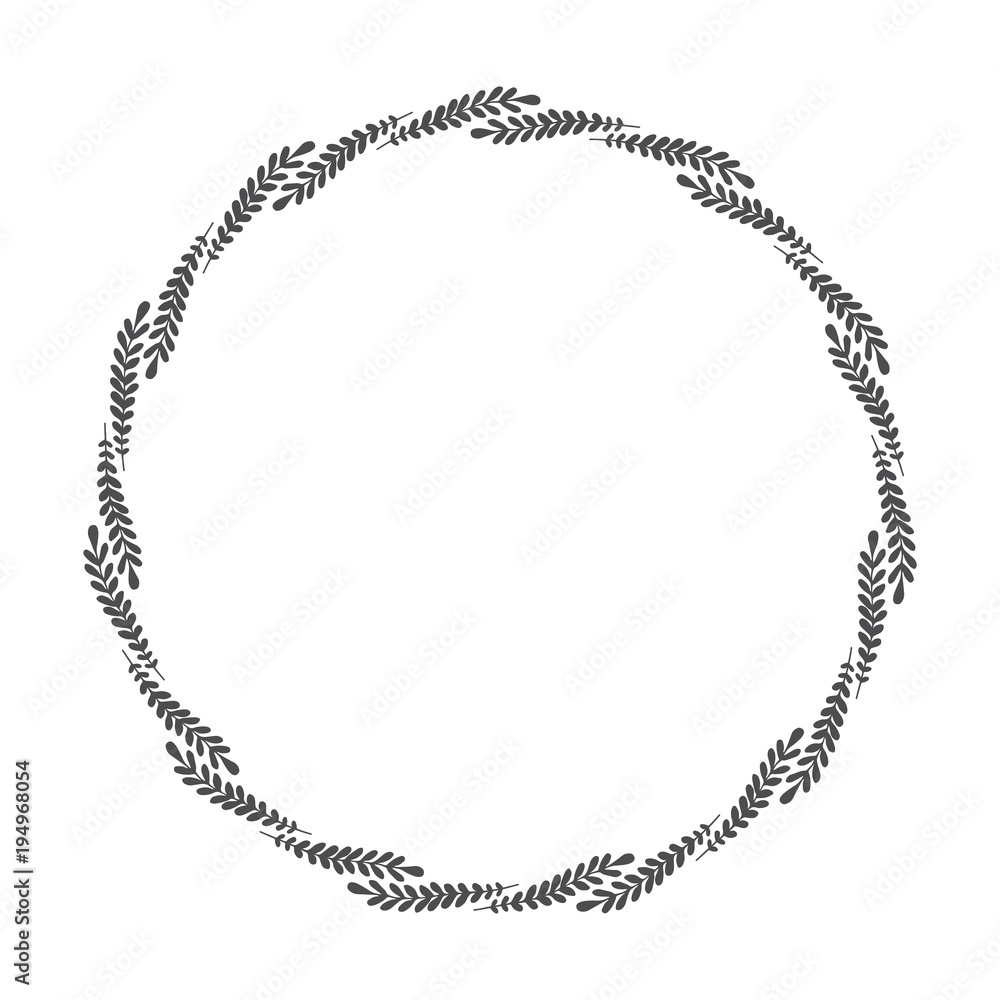 vector hand drawn floral wreath, round frame with leaves, decorative design element, illustration vector hand drawn floral wreath, round frame with leaves, decorative design element, illustration