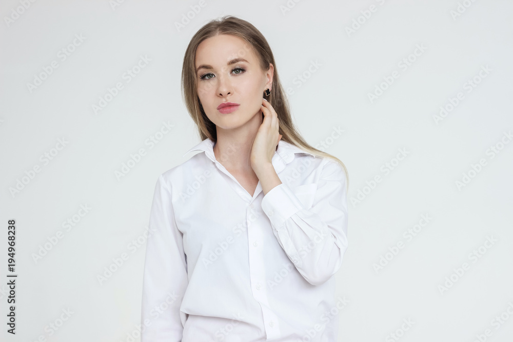 business woman portrait on a white background business woman portrait on a white background
