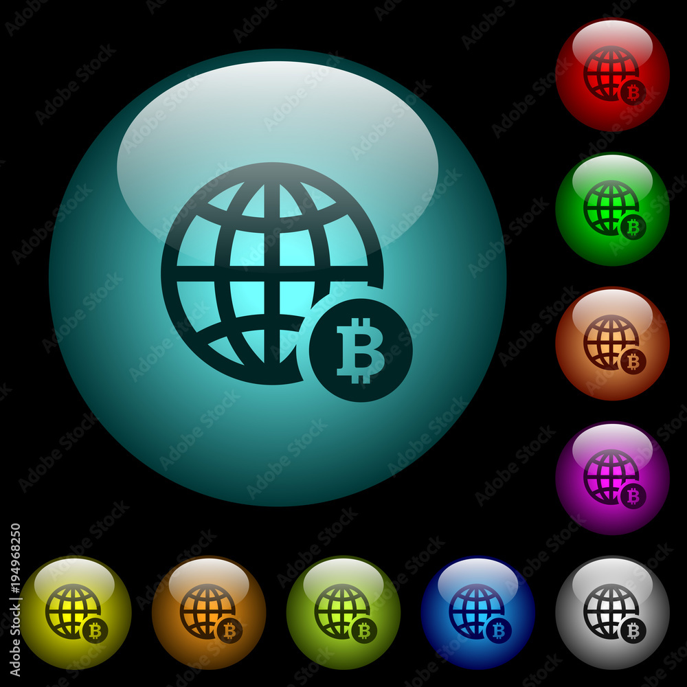 Online Bitcoin payment icons in color illuminated glass buttons Online Bitcoin payment icons in color illuminated glass buttons