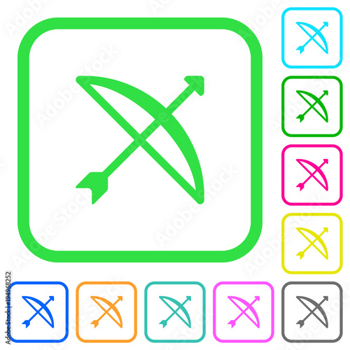 Bow with arrow vivid colored flat icons