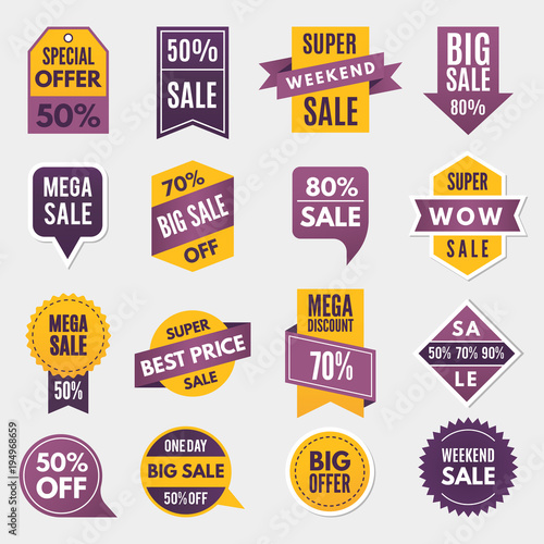 Labels and tags with advertizing info for promotion and big sales