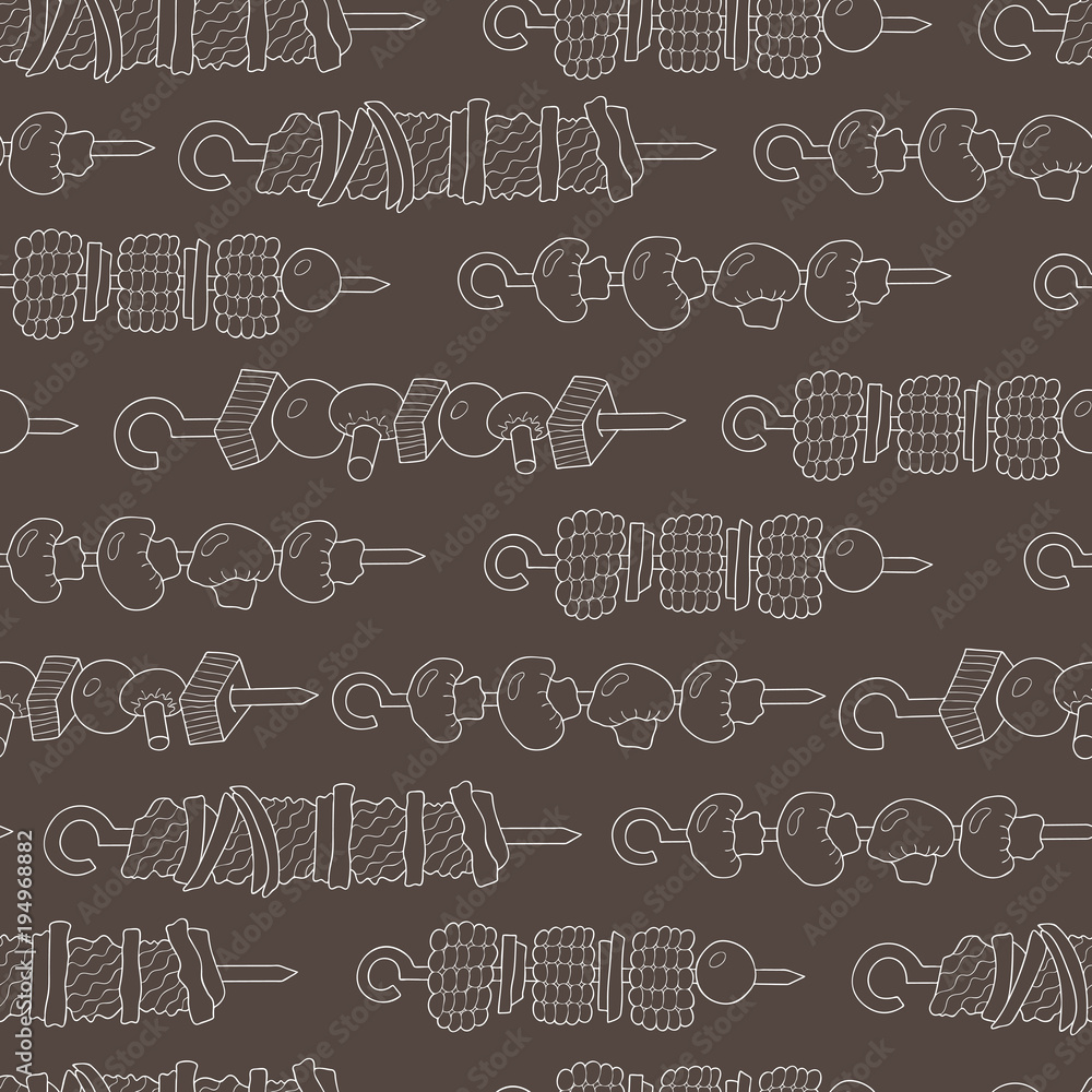 Seamless pattern of shish kebabs. Seamless pattern of shish kebabs.