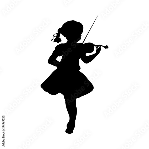 Silhouette girl music plays violin