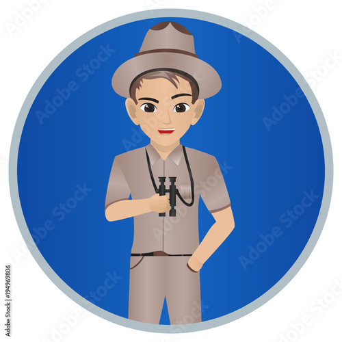 Male Zookeeper Holding Binocular 