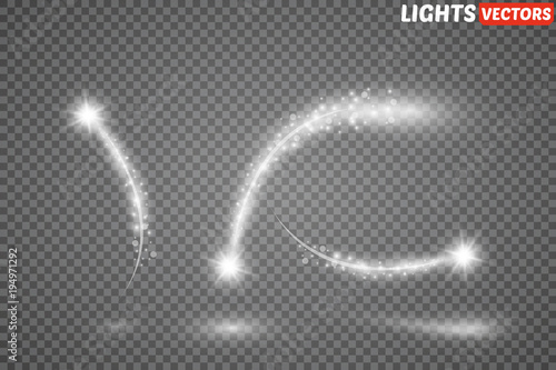 Light glow effect stars bursts with sparkles isolated on transparent background.