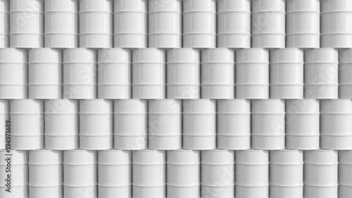 Oil barrels  white wall composition 3d illustration