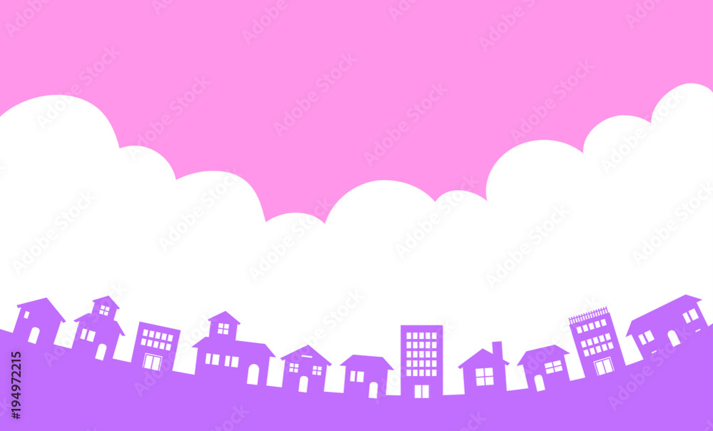 Fototapeta premium Pink Sky and Townscape.eps