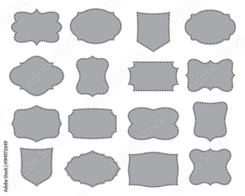 Set of simple frames. Collection of label shapes. Vector illustration.