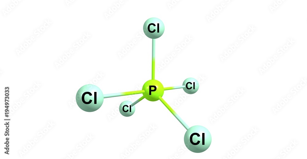 Phosphorus pentachloride molecular structure isolated on white background Phosphorus pentachloride molecular structure isolated on white background