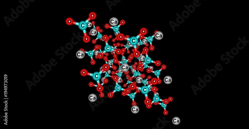 Calcite molecular structures isolated on black background