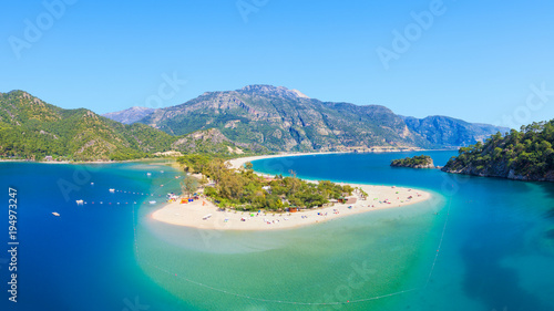 Blue lagoon and beach in Oludeniz, Turkey photo