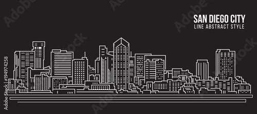 Cityscape Building Line art Vector Illustration design - San Diego city