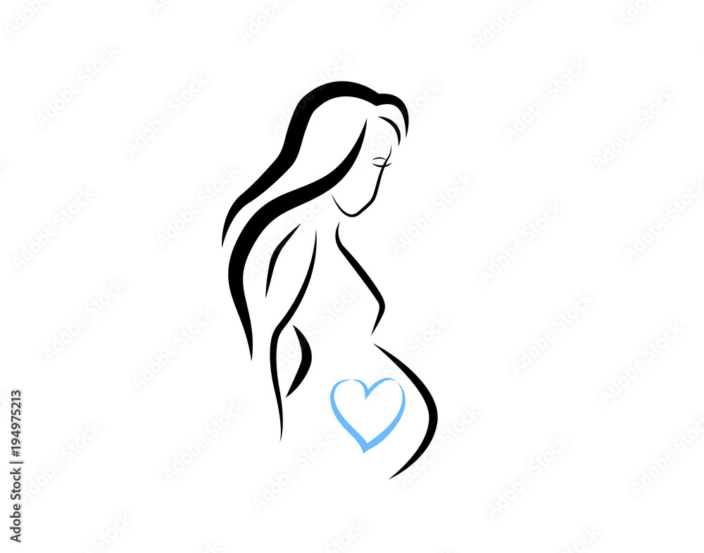 Pregnant woman icon for maternity and health concepts Pregnant woman icon for maternity and health concepts