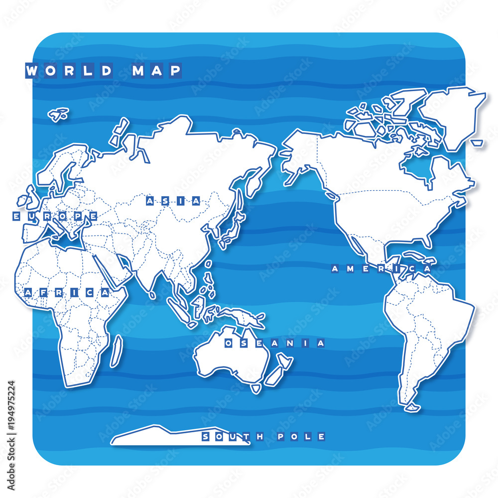 セカイ地図 白地図 英語 Stock Vector Adobe Stock