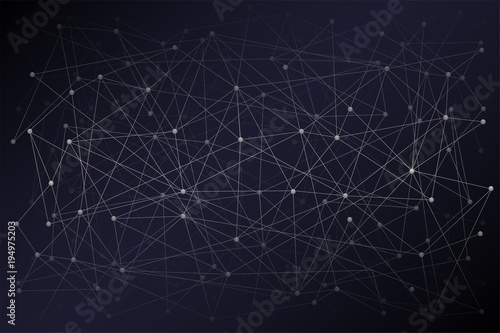 Abstract Digital background of Science or Blockchain. Molecules or blocks are connected in space. Vector Illustration.