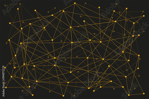 Abstract Digital background of Science or Blockchain. Molecules or blocks are connected in space. Vector Illustration.