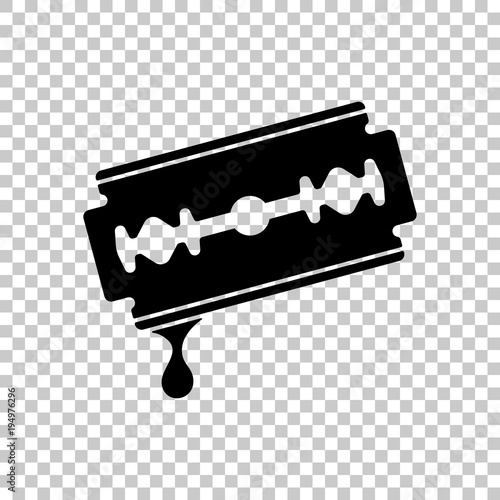 blade with drop of blood. simple silhouette. On transparent background.