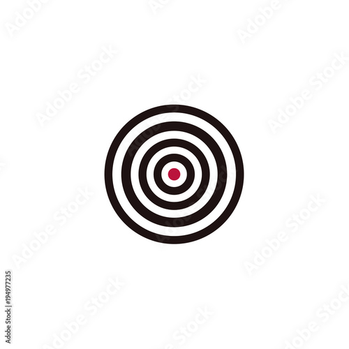 Flat style sport, military target icon, vector illustration isolated on white background. Flat vector icon of sport, military target, symbol of goal, achievement