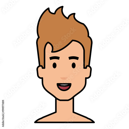 young man shirtless avatar character vector illustration design