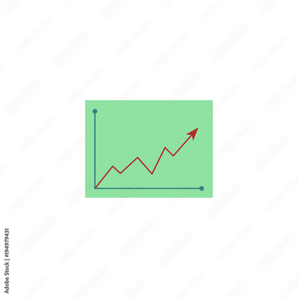Vector flat graph chart icon. Abstract financial growth diagram, business finance data report presentation element. Isolated illustration on a white background. Vector flat graph chart icon. Abstract financial growth diagram, business finance data report presentation element. Isolated illustration on a white background.