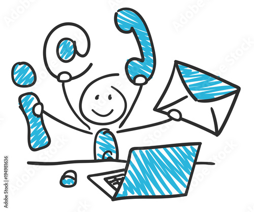 Sticky / Strichmännchen - Kommunikation, EMail, Brief, Telefon