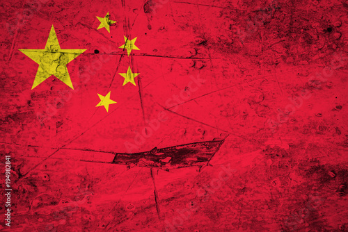 Vászonkép Chinese flag grunge texture