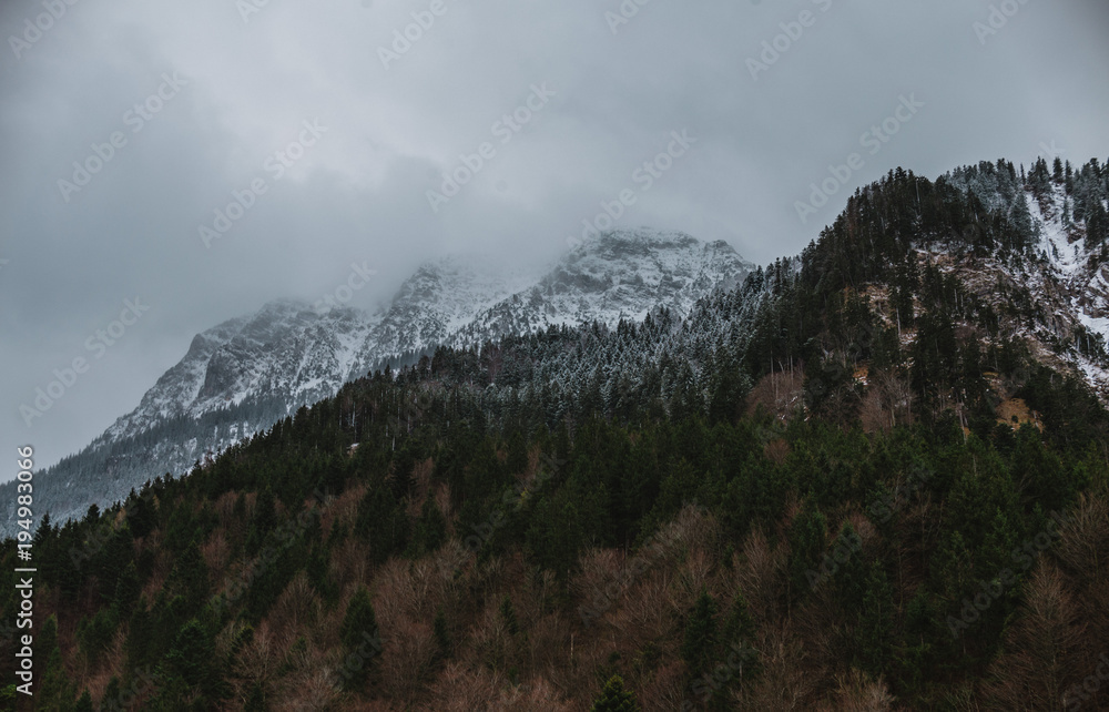 dramatic weather coming to the mountain, fog and snow dramatic weather coming to the mountain, fog and snow